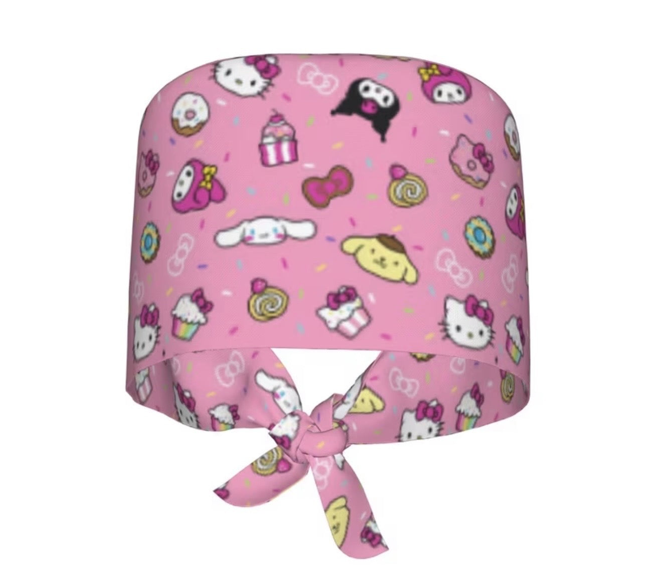 🌸 “Hello Kitty Sparkle Party” Scrub Cap 💎✨
