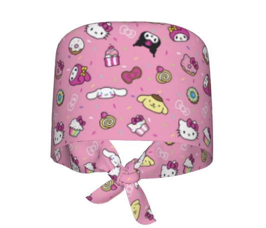 🌸 “Hello Kitty Sparkle Party” Scrub Cap 💎✨