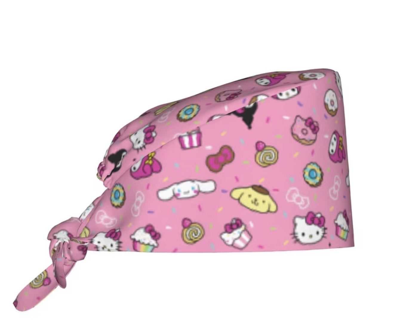 🌸 “Hello Kitty Sparkle Party” Scrub Cap 💎✨