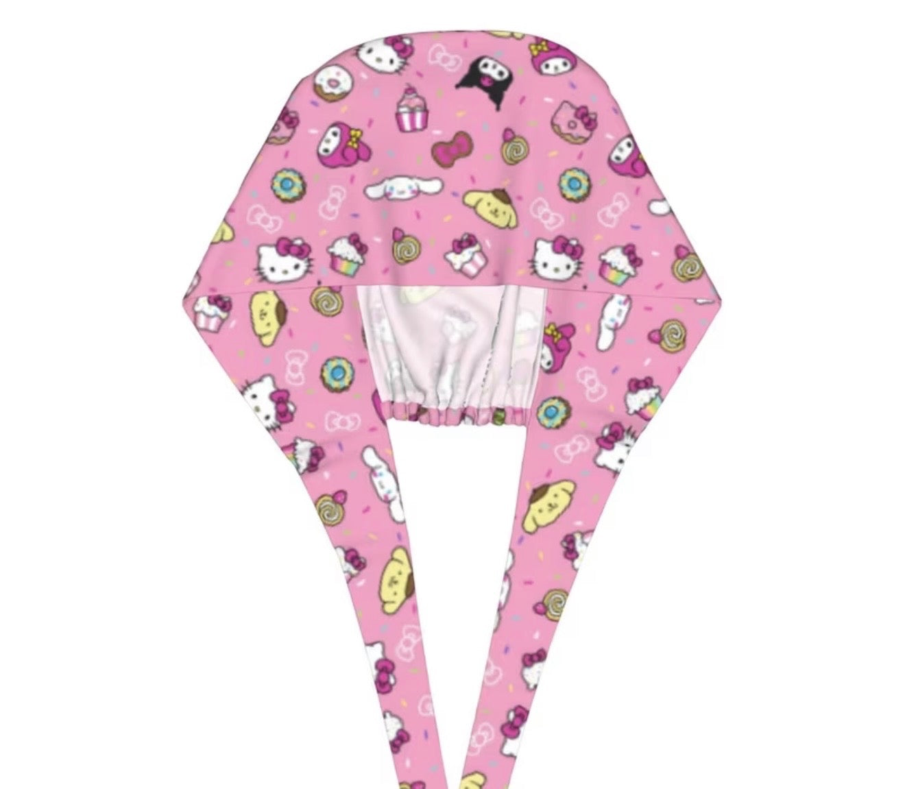 🌸 “Hello Kitty Sparkle Party” Scrub Cap 💎✨
